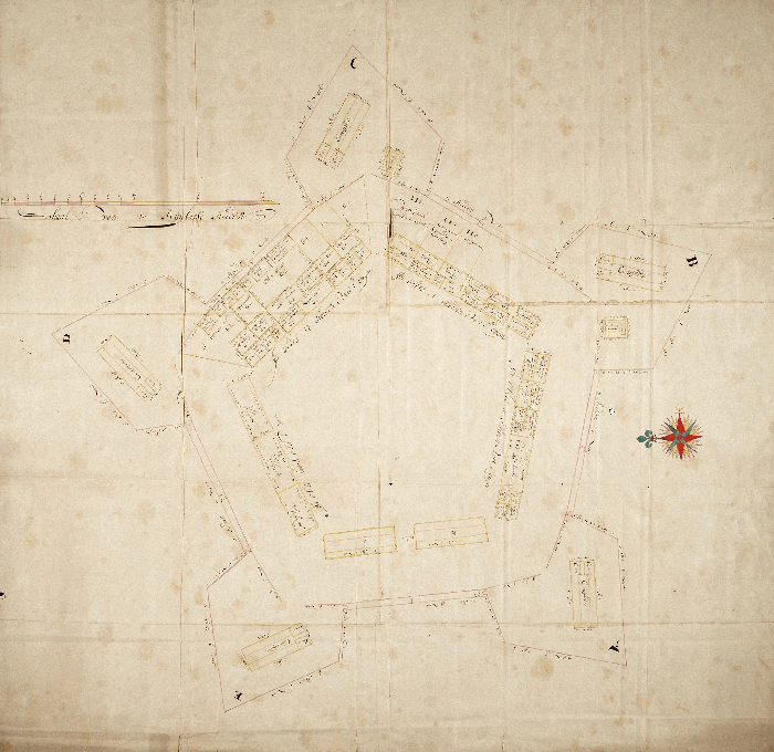 Map of the VOC fort in Semarang, +/- 1700